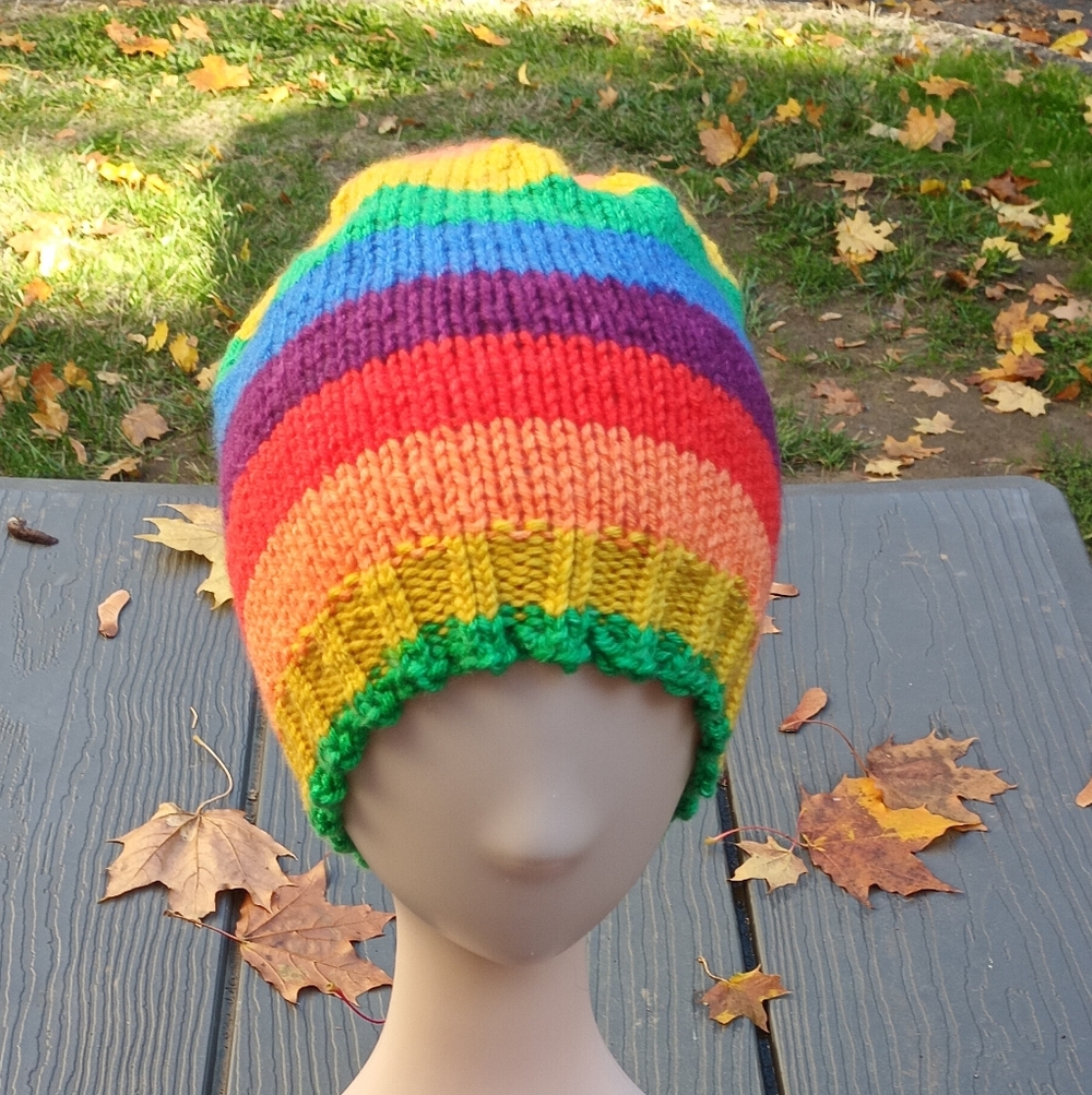 Colorful Striped Knit Beanie